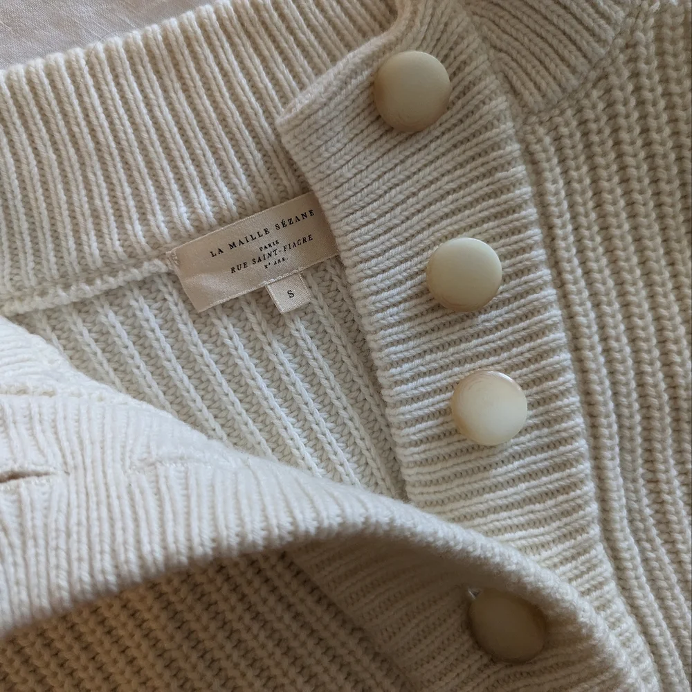 Sezane Cream V-Neck Sweater - Picture 5 of 6